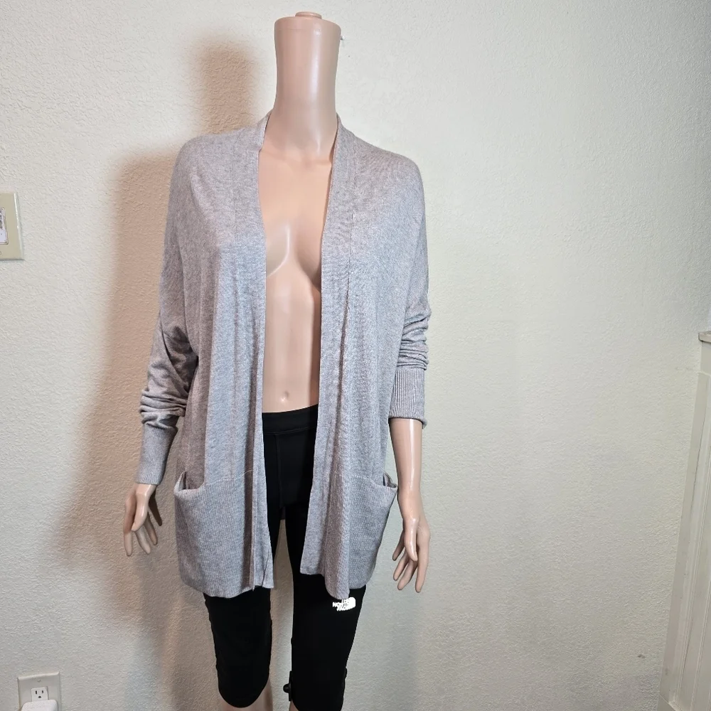 Vince Cardigan Womens Medium Gray Knit Open Front Silk Cashmere Sweater Pockets